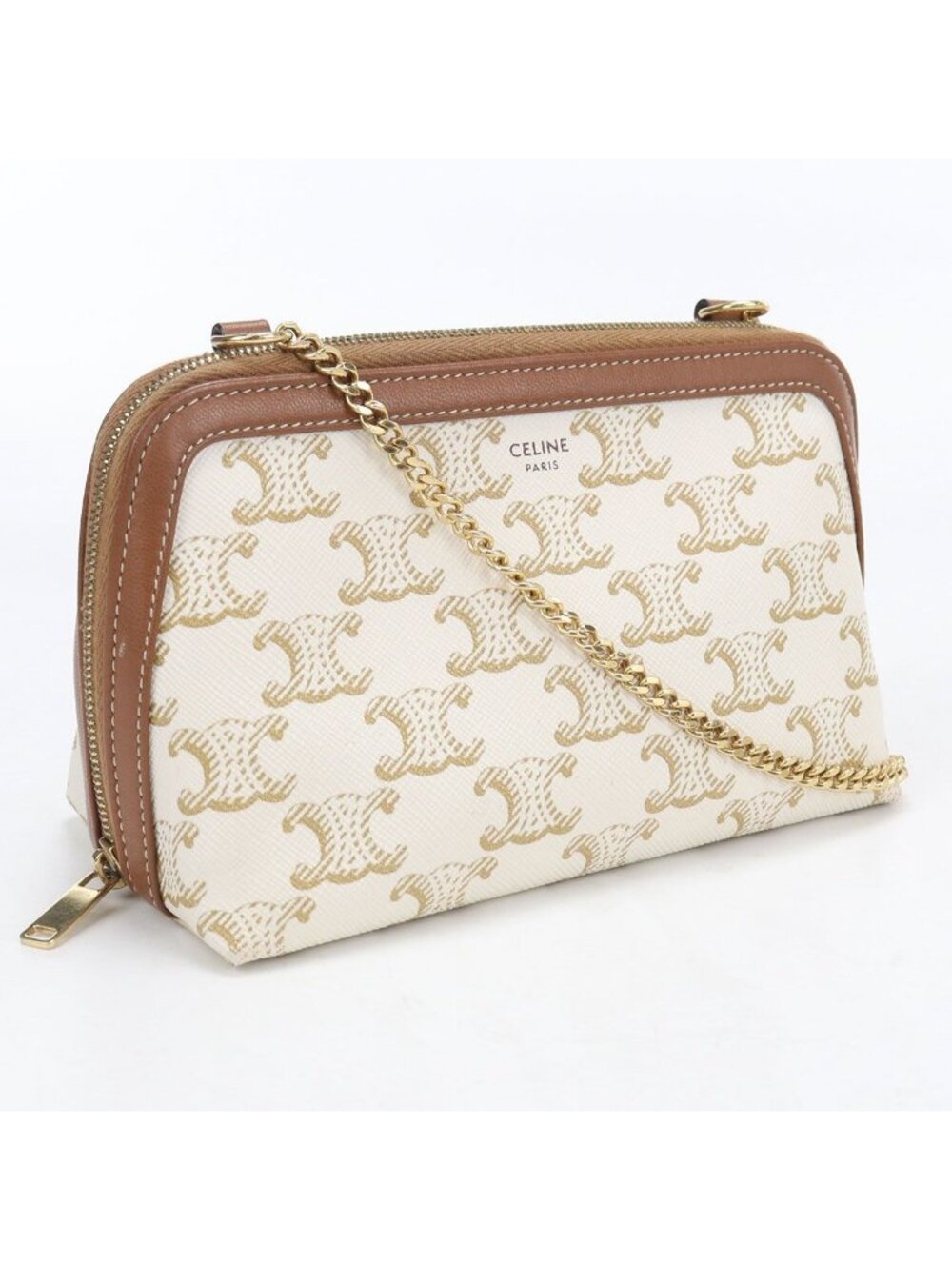 Celine Chain Clutch Triomphe Canvas